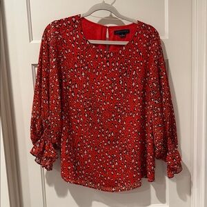 Sanctuary Red and Black Animal Print Blouse